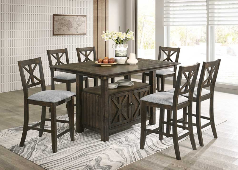 Counter Height Dining Set Espresso Wood Toned Ladder Back Modern Farmhouse