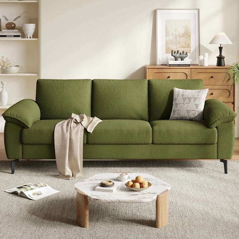 Cozy Cream Terry Fleece Tuxedo Sofa with Extra Deep Seats