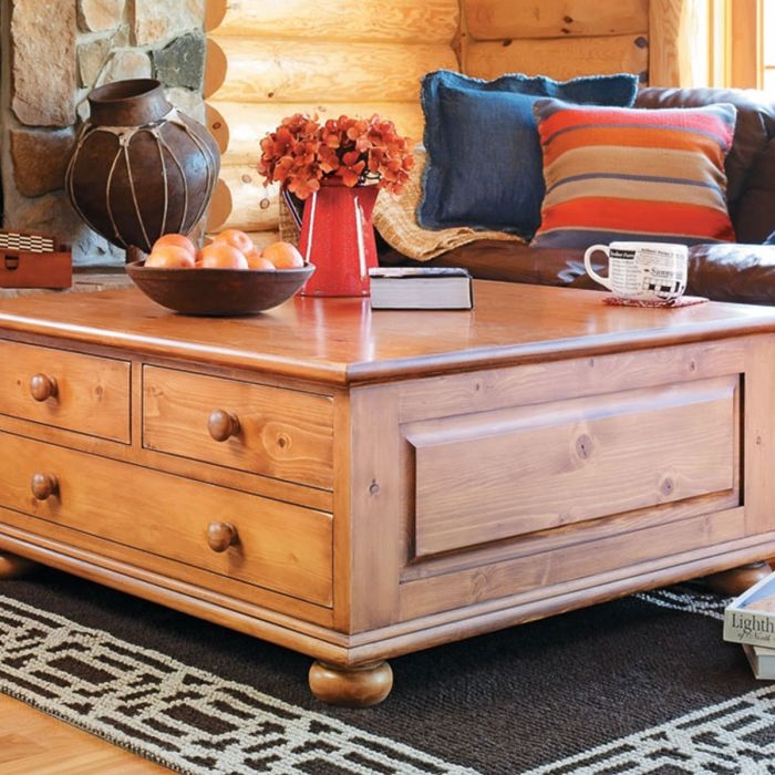 Craftsman Coffee Table with Slatted Lower Shelf Storage