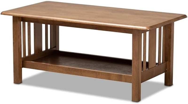 Craftsman Walnut Coffee Table with Slatted Lower Shelf