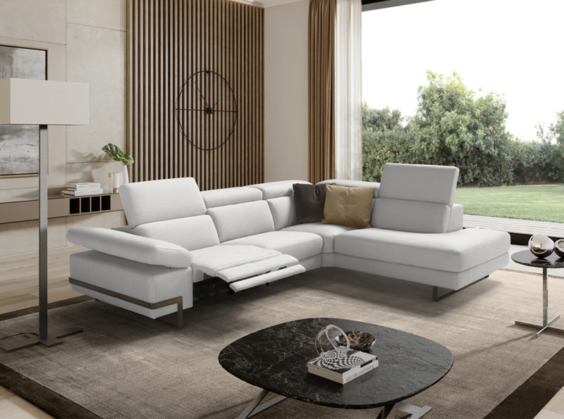 Cream Low Profile Sectional Sofa with Rounded Corners Modular Design