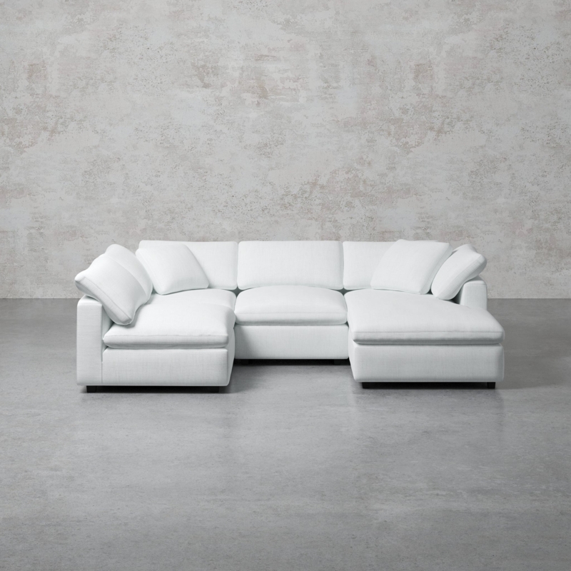 Cream Modular Sectional Sofa with Low-Profile Design