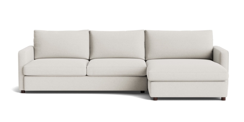 Cream Sectional Chaise Lounge Track Arms Transitional Style