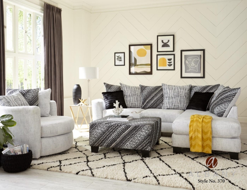 Cream Sectional Sofa with Right Facing Chaise