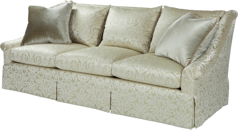 Cream Shelter Back Sofa featuring Elegant Dressmaker Skirt
