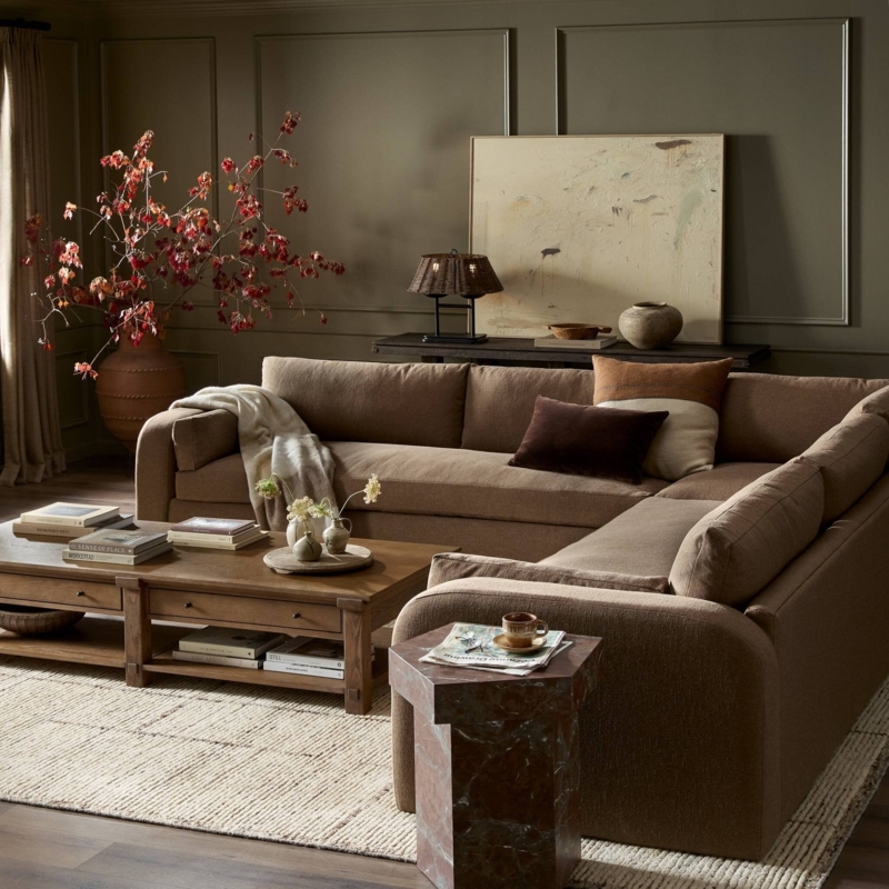 Cream Textured Fabric Sofa Concept Boucle-Like Weave Recessed Legs