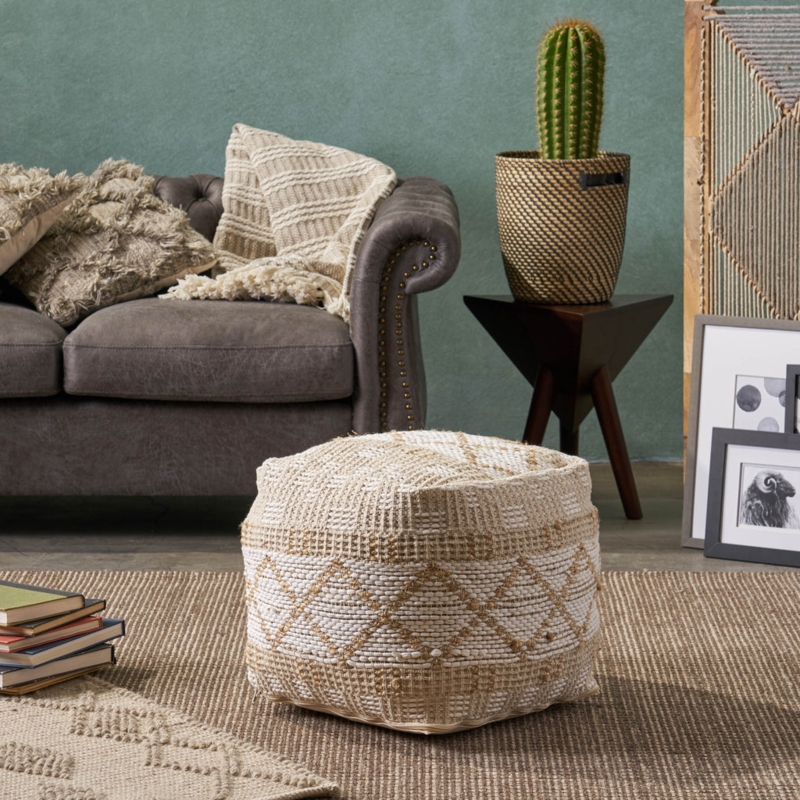 Cube Boho Square Pouf - NH126703  NobleHouseFurniture