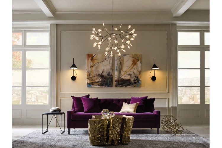 Curved Sofa Living Room Layout with Monochromatic Arched Architecture
