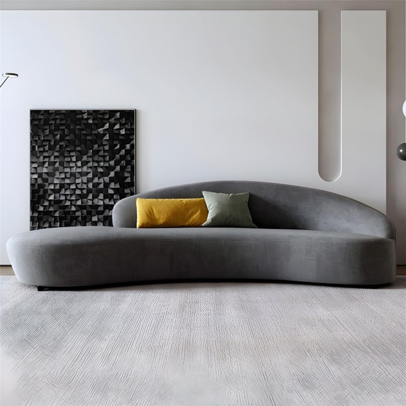 Curved Velvet Sectional Sofa Channel Tufting Organic Lounge