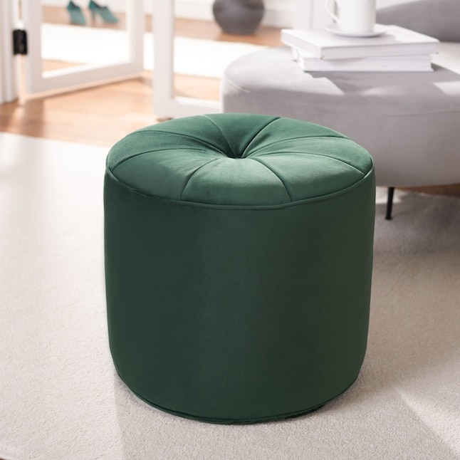 Cylinder Ottoman Vertical Ribbed Texture Velvet Chic