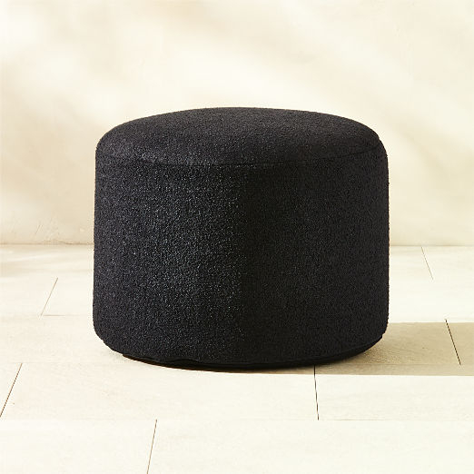 Cylindrical Outdoor Pouf Boucle Textured Seat Matte Finish
