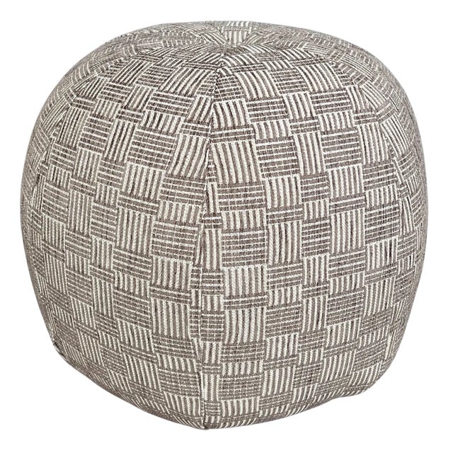 Cylindrical Pouf, Traditional Cream Dressmaker Skirt Pleats