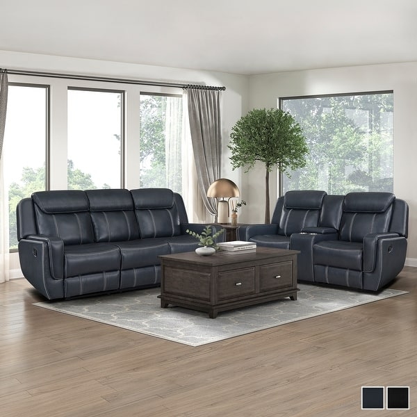 Dark Brown 2-Piece Reclining Sofa Set with Channel Tufting