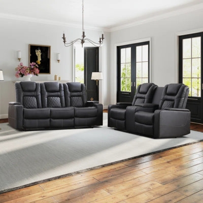 Dark Brown Living Room Set Power Reclining with USB and Console