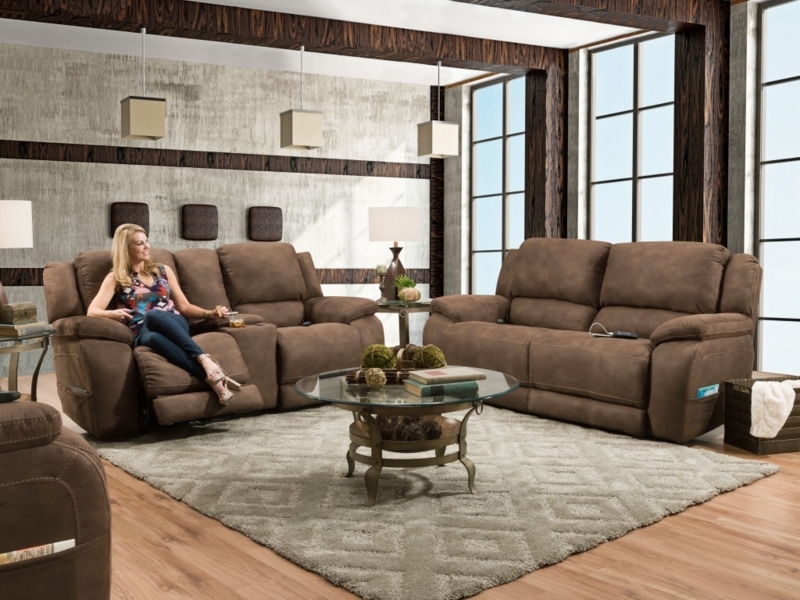 Dark Brown Power Motion Sofa with Plush Divided Back