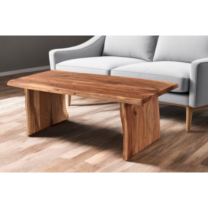 Dark Brown Wood Coffee Table with Espresso Sled Base Finish