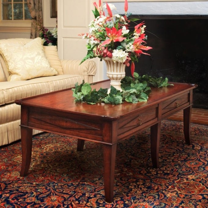 Dark Cherry Coffee Table with Spindle Slatted Shelf