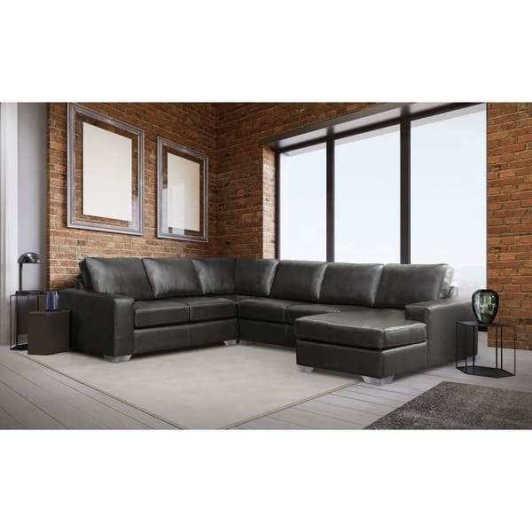 Dark Grey L-Shaped Sectional with Adjustable Headrests