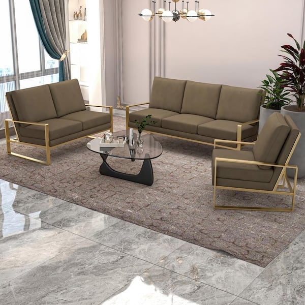 Dark Grey Velvet Living Room Set Vertical Channel Tufting