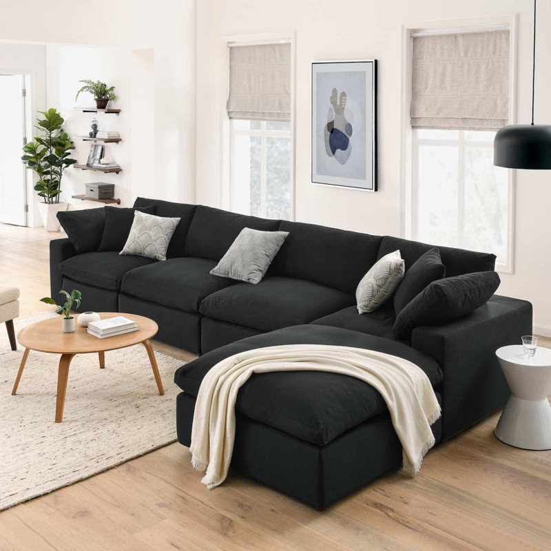Deep Seating Modular Sectional Sofa with Ribbed Surface Texture