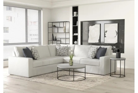 Deep Seating Sectional Sofa with Woven Linen-Like Texture