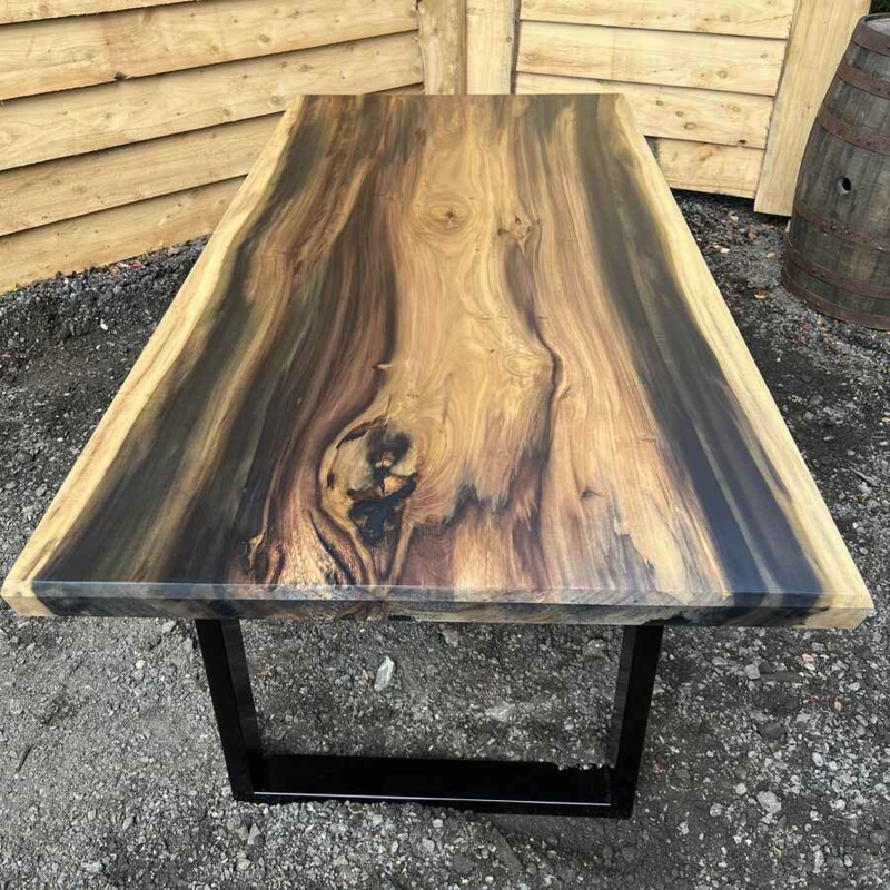 Dining Table Live Edge Rainbow Poplar Grain Mineral Streaks Artisan