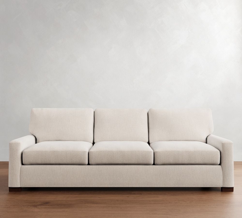 Dove Gray Transitional Sofa Basketweave Two Over Two