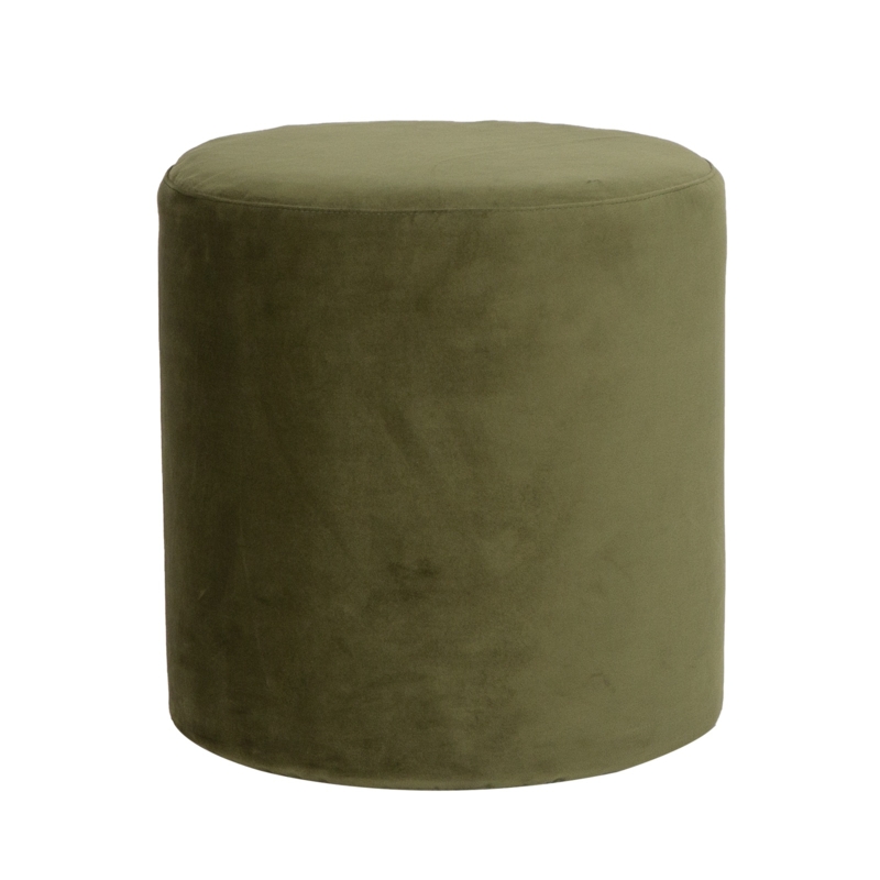 Drum Ottoman Low Profile Olive Green Modern Minimalist Seating