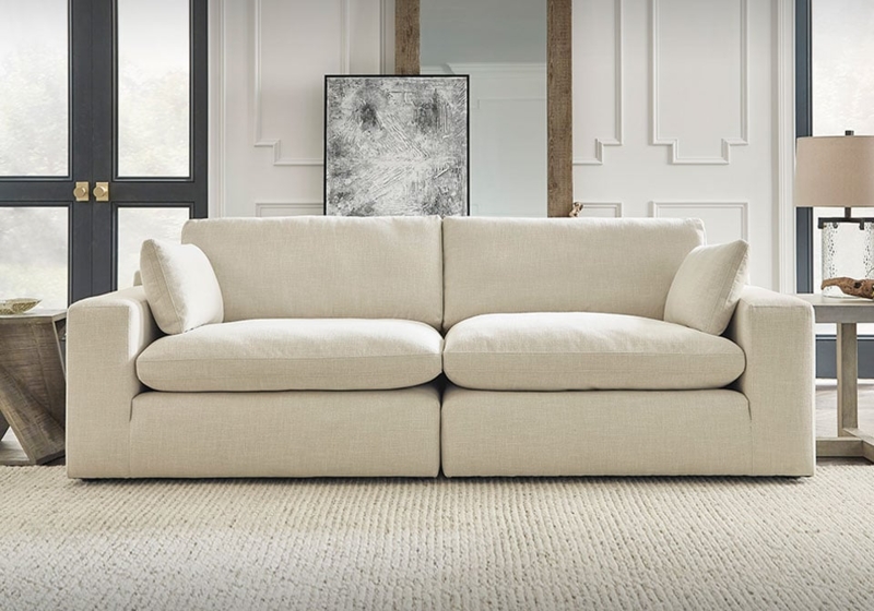 Elyza Linen Sofa with Sloped Track Arms and T-Cushion Seats
