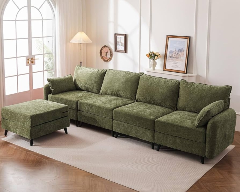 Emerald Green Bubble Tufted Sectional Velvet-Like Modular Ideas