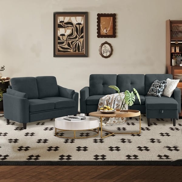 Emerald Green Living Room Set Velvet Button Tufted Legs