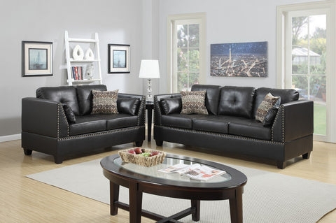 Espresso Pillow Top Arm Sofa Set with Tufted Back