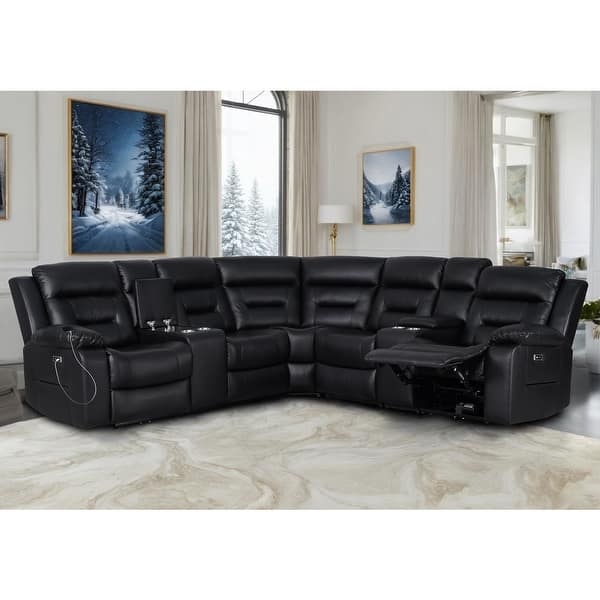 Expansive U-Shaped Modular Sectional with Stainless Steel Cup Holders