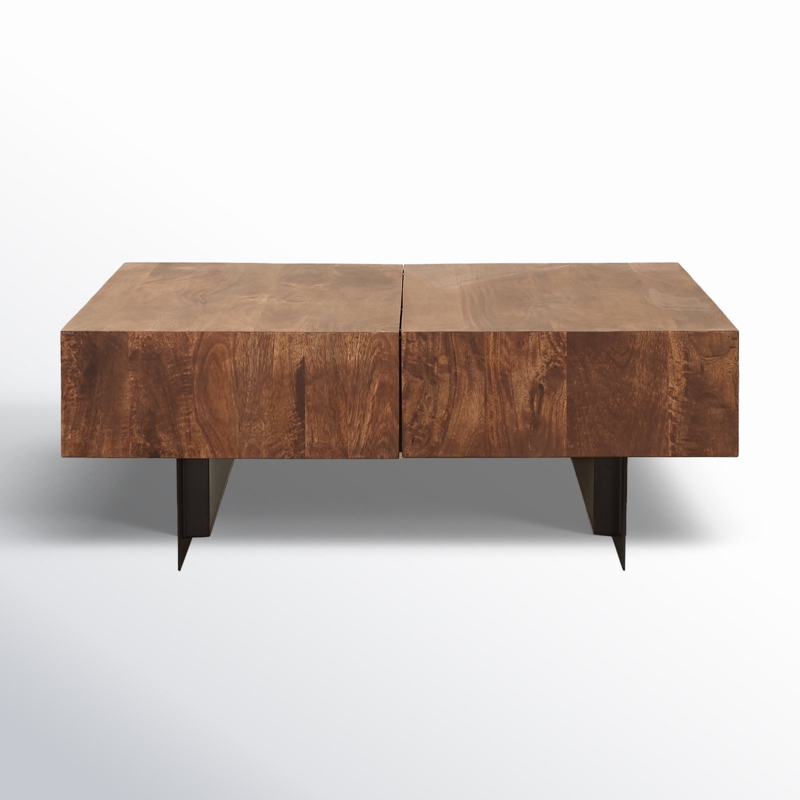 Extendable Sled Coffee Table with Hidden Storage Compartment
