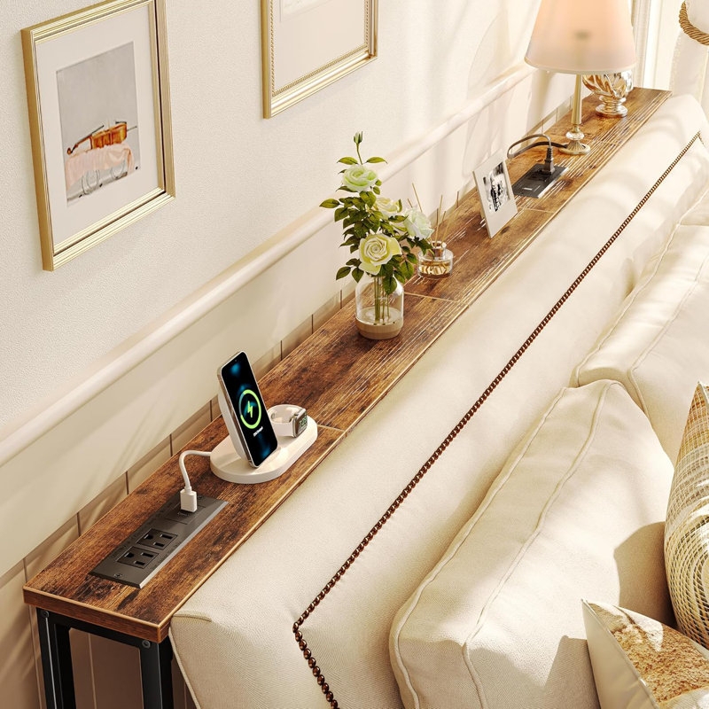 Extra Long Console Table (79 Inch) with Integrated Power Outlets and USB.