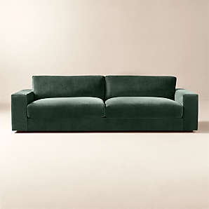Extra Wide Sofa In Jade Green Velvet Look With Single Bench Cushion.