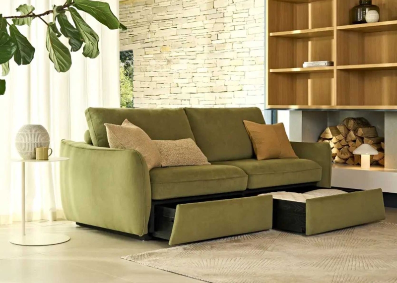 Fabric Sectional Sofa with Lift-Top Seat for Hidden Storage