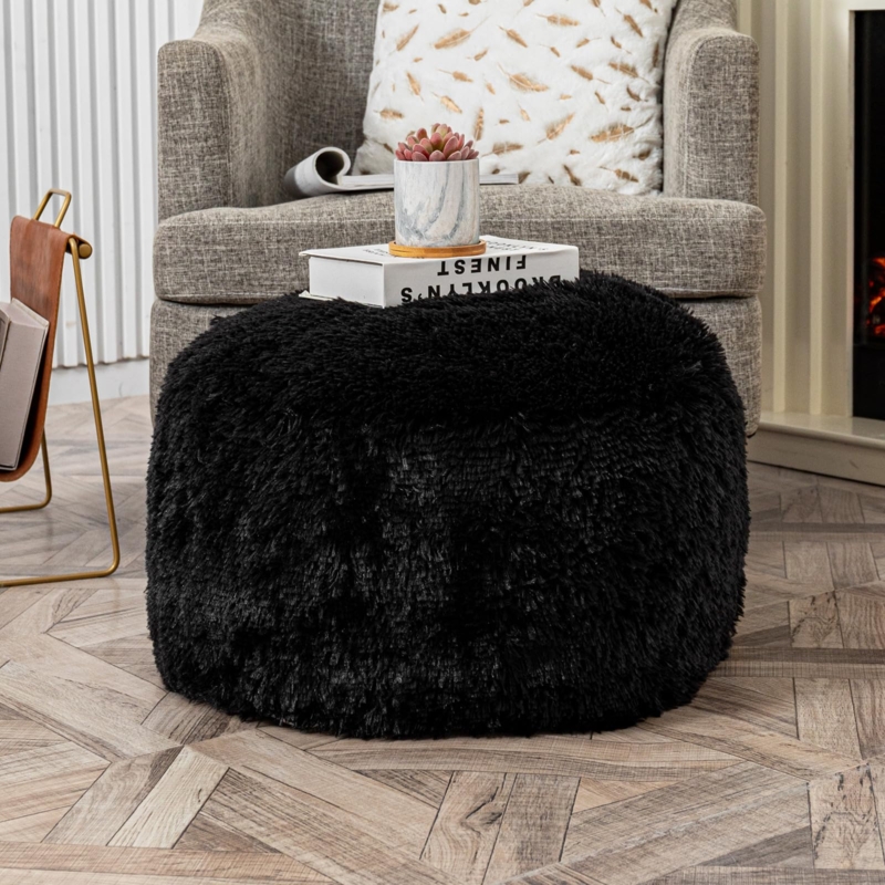Floor Pouf Fabric With Side Handle Zipper Closure Round