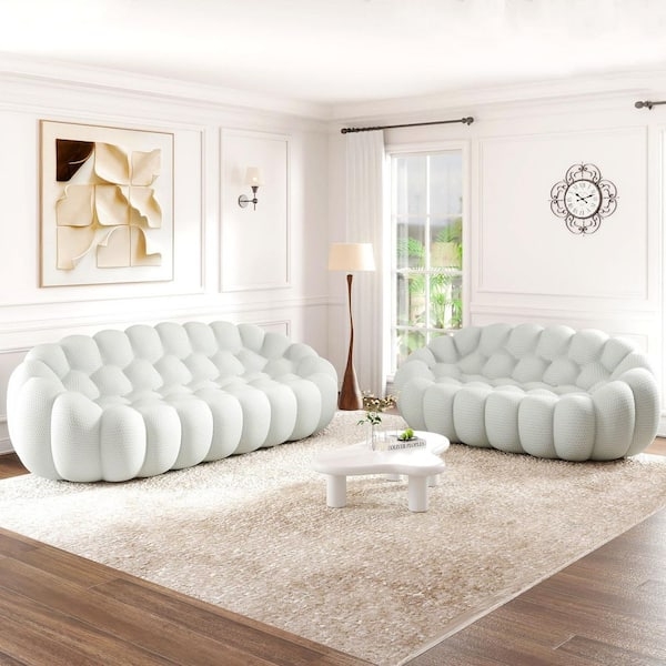 Floor Sofa Set Gray Mesh Bubble Silhouette Modern