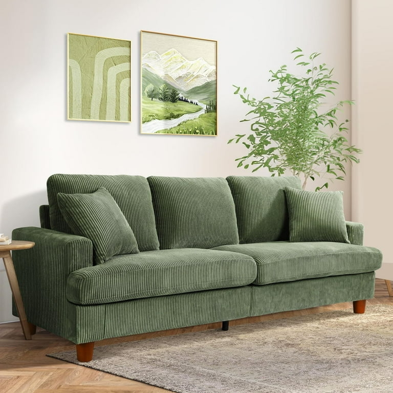 Forest Green Wide Wale Corduroy Sofa with Extra Deep Seats