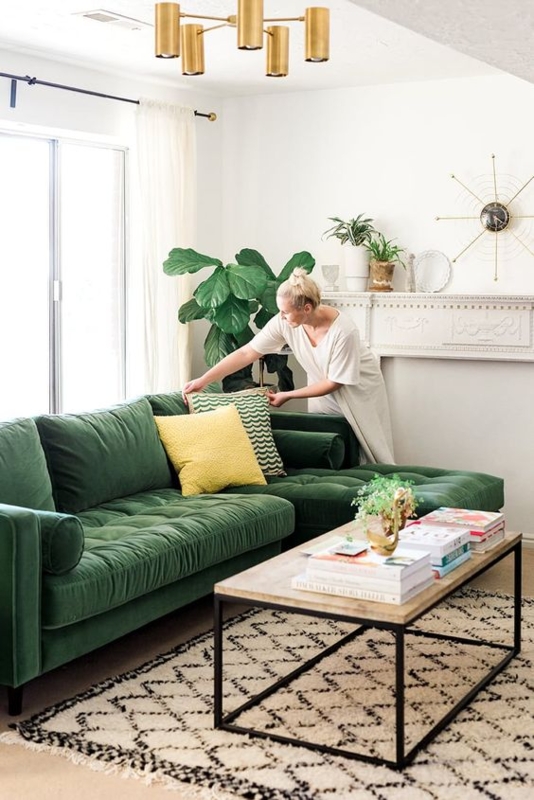 Forest Tufted Sofa with Bolster Pillows and Tapered Legs