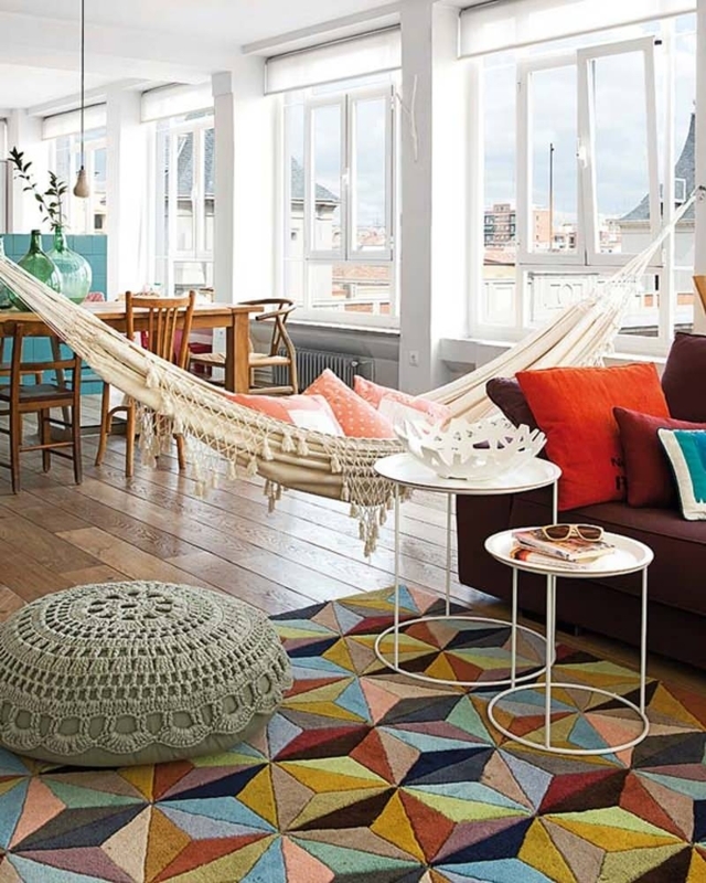 Four Chair Conversation Circle Layout around Dark Wood Table