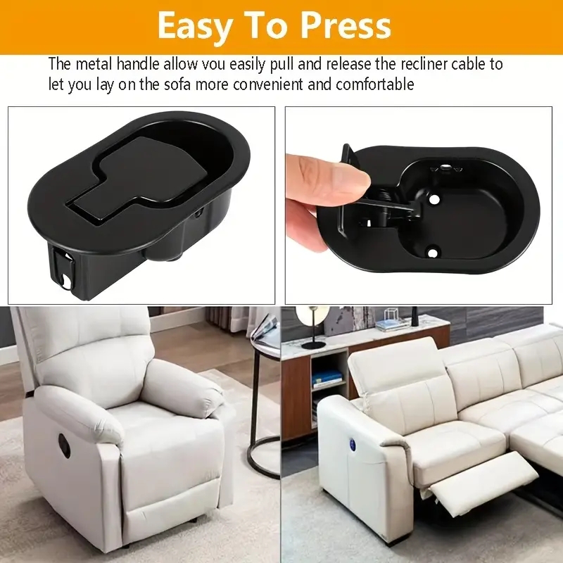 Furniture Hardware Aluminum Sofa Release Levers Matte Black Set of Two