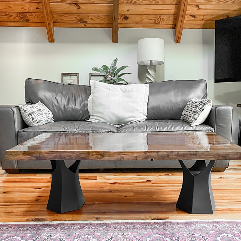 Furniture Legs with Sculptural Design, Black Metal, Heavy-Duty