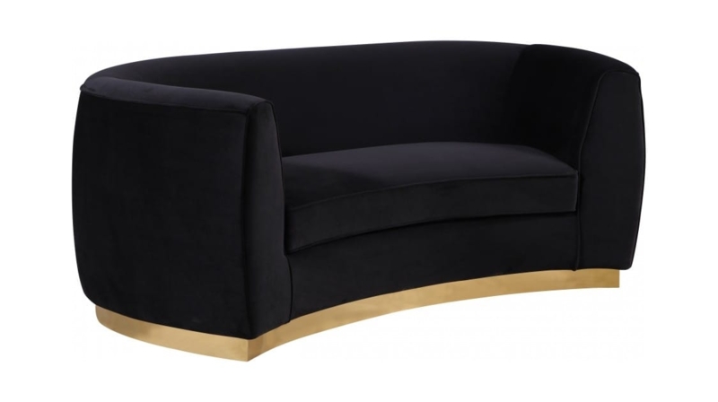 Glam Channel Tufted Loveseat Velvet-Like Gold Legs