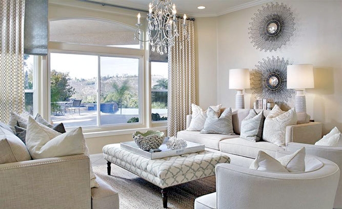 Glam Living Room Seating Set Ivory Tufted Shag Rug Gold Accents