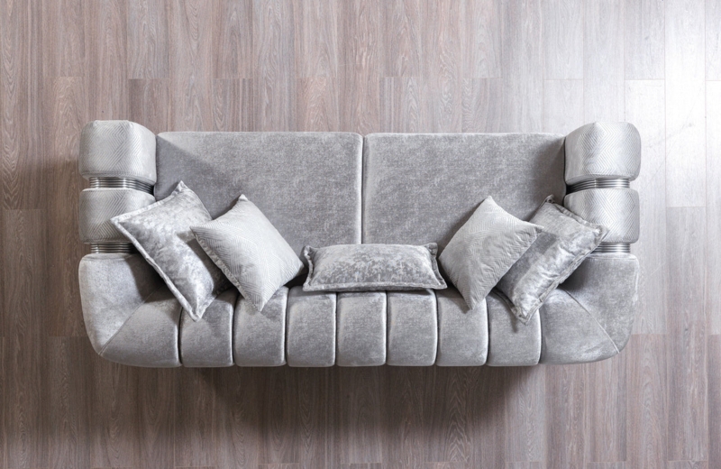Glam Living Room Set with Velvet and Chrome Legs