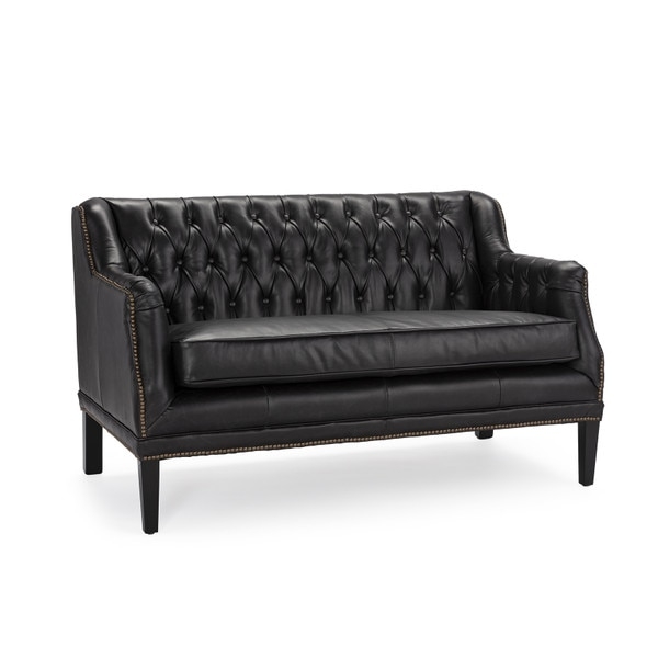 Glam Loveseat with Channel Tufting, Curved Back, and Gold-Toned Legs