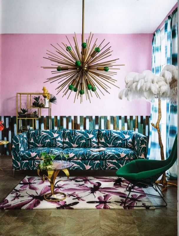 Graphic Patterned Sofa with Monochrome Plus Sign Print