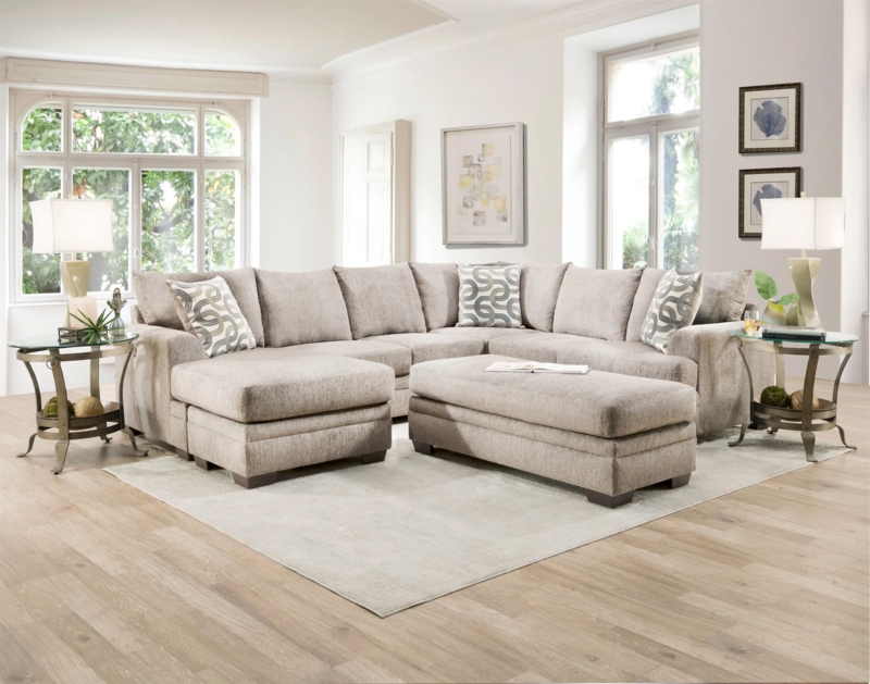 Gray Woven Sectional Sofa with Floating Chaise for Modern Living Room
